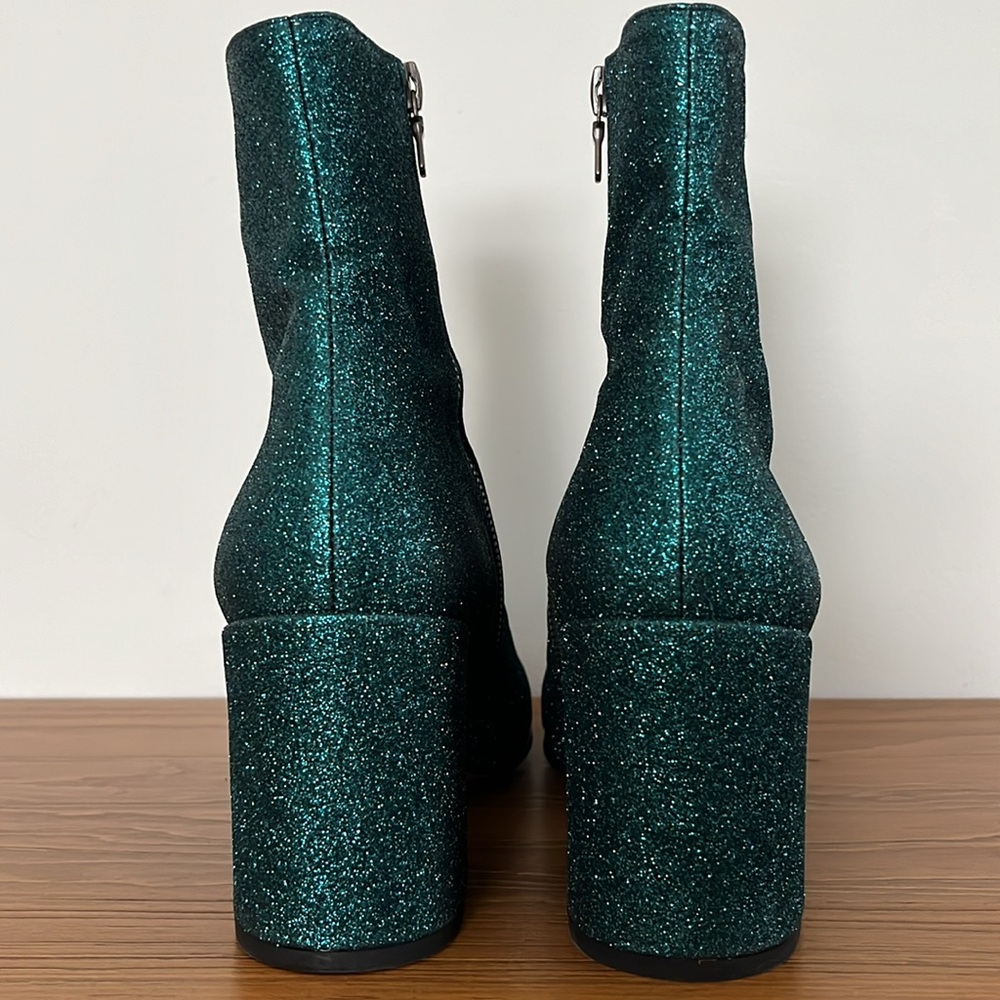 Dries Van Noten Ikat Glitter Block Heel Bootie Boots - Picture 13 of 16